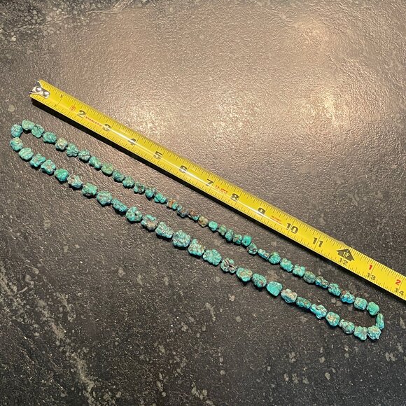 Genuine Vintage Turquoise Chunky Nugget Knotted Cord Necklace - Picture 5 of 8